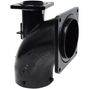 Heel Inlet 1/4 Bend, 3" Hub x 3" and 1-1/2" Rotating Flanges