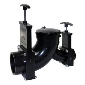 Ell Double Rotating Valve, 3" Spigot x 1-1/2" Spigot x 3" Bayonet Cap