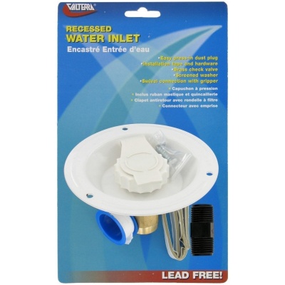 Water Inlet, Recessed Flange, FPT, Lead-Free, White, Carded - Valterra.com