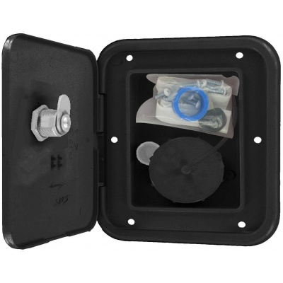 Universal Gravity Inlet Hatch, Black, Carded