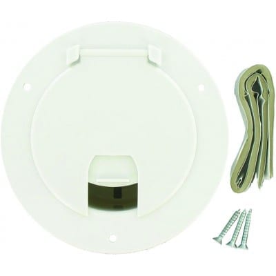Cable Hatch, Large Round, White, Carded