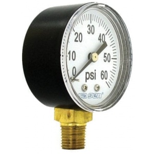 Pressure Gauge, 60 psi, Black Plastic Casing