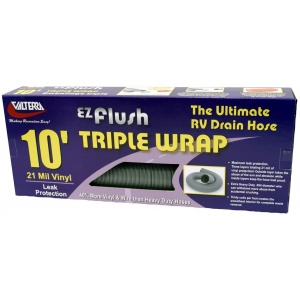 EZ Flush Triple Wrap Drain Hose, 10′, Silver, Boxed