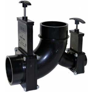Ell Double Rotating Valve, 3″ Spigot x 1-1/2″ Spigot x 3″ Spigot Outlet