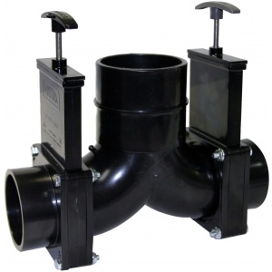 Ell Double Rotating Valve, 3″ Spigot x 3″ Spigot x 3″ Hub Outlet