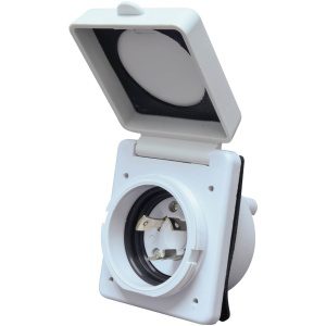 Mighty Cord 30 Amp Power Inlet, White, Carded