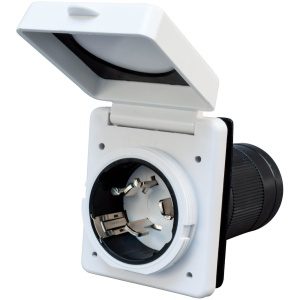 Mighty Cord 50 Amp Power Inlet, White, Carded