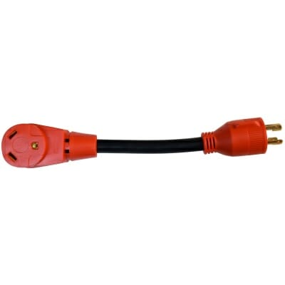 RV Power Adapter 30Amp Male to 50Amp Female with handles, 12", 10AWG/3