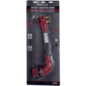 30AM-30AF 90 Degree LED Detach Adapter Cord, 12”, Red, Carded