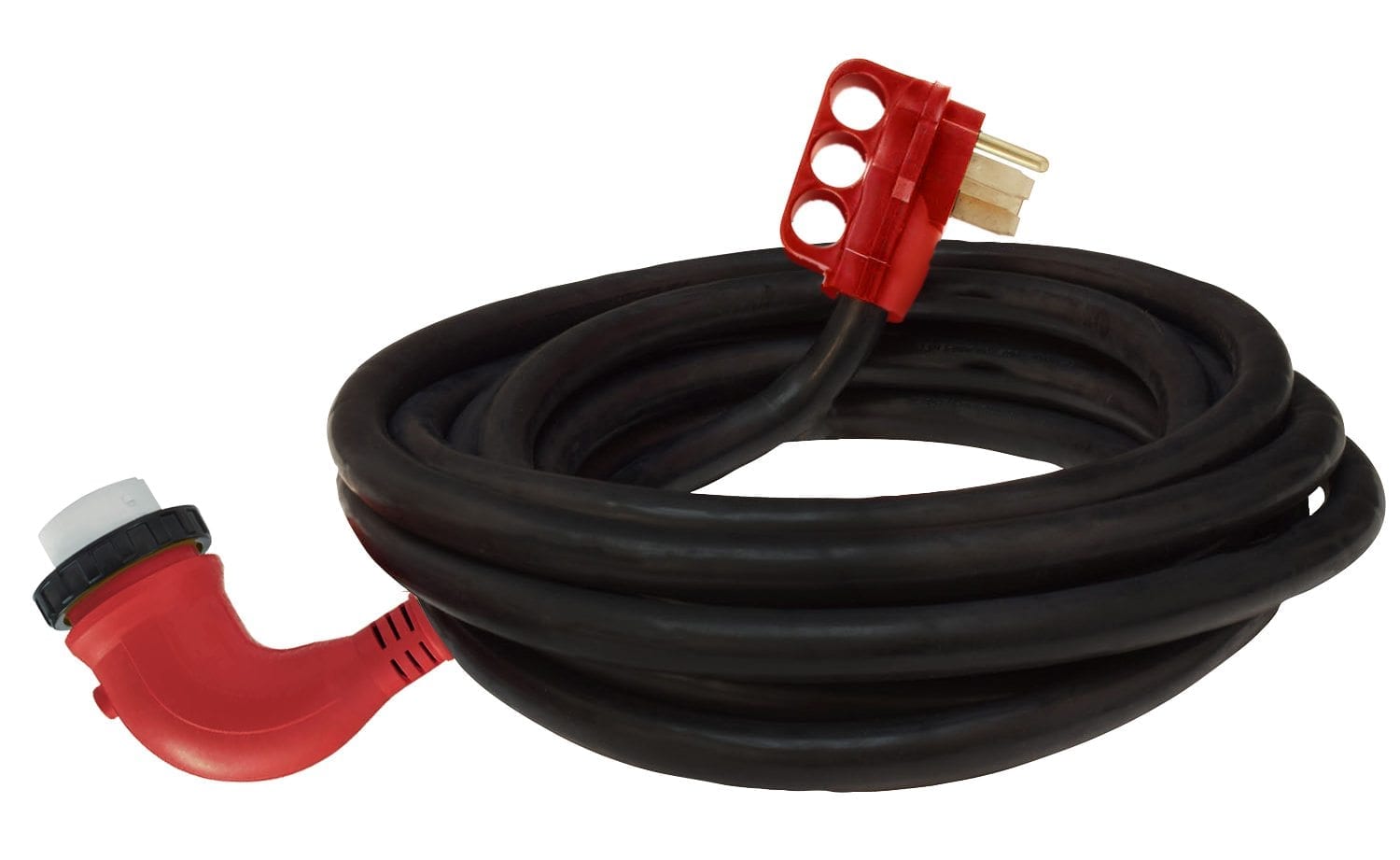 Mighty Cord 50Amp, 90 Degree LED Detachable Power Cord w/ Handle, 25′, Red,  Boxed 