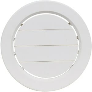 Heating and A/C Register, 5", Rotating/Dampered, Covered Screws, Plastic, 7/8" Collar, White, Carded