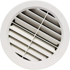 Heating and A/C Register, 5", Rotating/Fixed Vane Air Return, Covered Screws, Plastic, 7/8" Collar, Removable Foam Filter, Beige, Carded