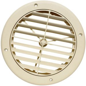 Heating and A/C Register, 5", Rotating, Plastic, 1/4" Collar Extension, Beige, Carded